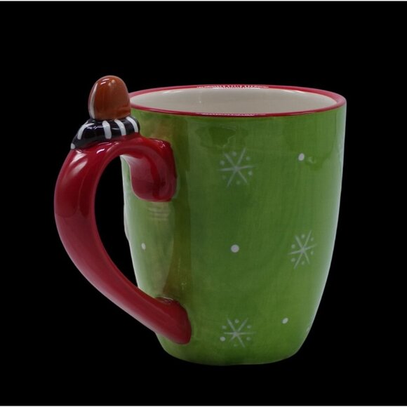Graces Pantry Christmas Gingerbread Green Snowflake Red Handle Holiday Mug 12 oz - Picture 2 of 7
